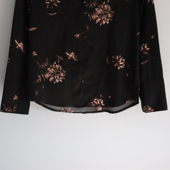 NWT Gentle Fawn Satin Black XS Simone Luxe Floral Buttoned V-Neck Office‎ Blouse - Picture 10 of 14
